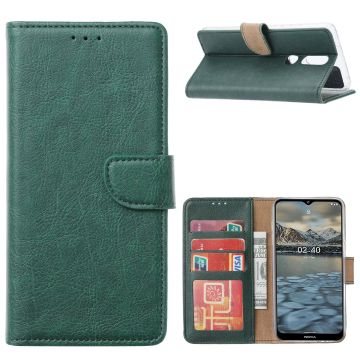 Nokia 2.4 Hoesje - Nokia 2.4 Portemonnee BookCase cover met Pasjeshouder - Groen