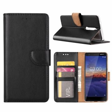 Nokia 3.1 Booktype Kunstleer Hoesje Met Pasjesruimte Zwart