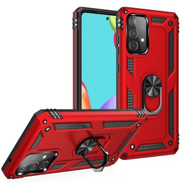Samsung A52s Hoesje - Galaxy A52 5G / 4G Rood hoesje ( 4G & 5G ) Anti-Shock Hybrid Armor case Ring houder TPU backcover met kickstand