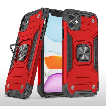 Hoesje Geschikt voor iPhone 11 Pro - Heavy Duty Armor hoesje Met Kickstand ringhouder – Rood