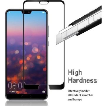 Huawei P20 Pro Full cover HD clarity Hardness Full Coverage Bubble Free tempered glass zwart